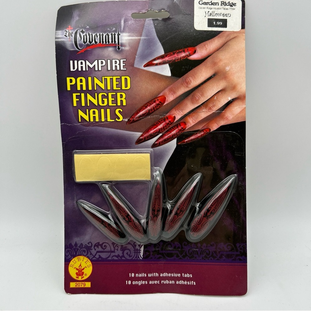 Vtg Rubie’s The Covenant Vampire Red Pinted Fingernails 2.5” long costume